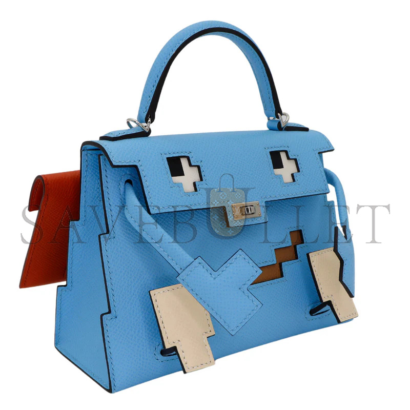 H**mes master kelly doll picto celeste epsom leather palladium hardware (18*15*6cm)